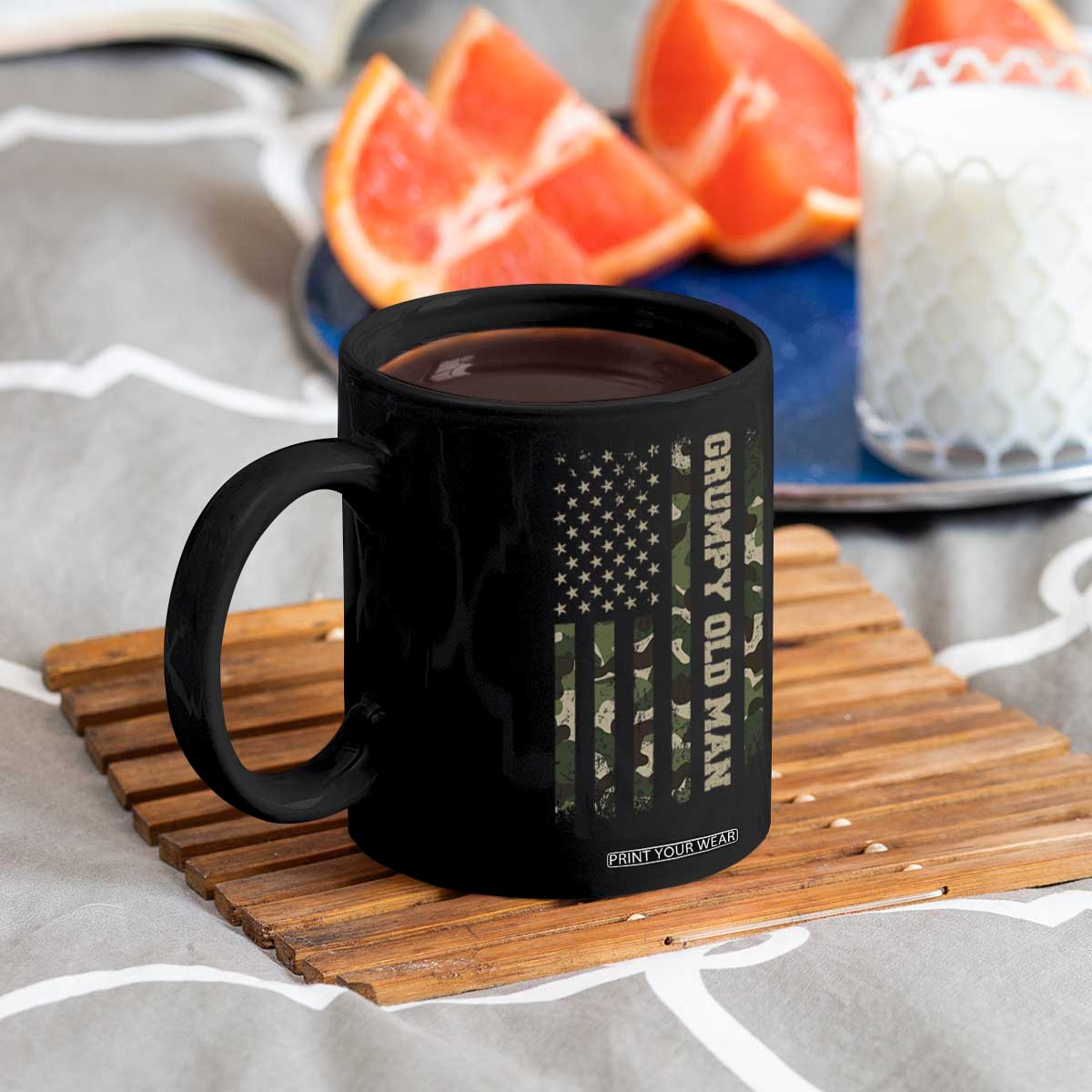 Funny Grumpy Old Man Coffee Mug Vintage Camo American Flag Fathers Day TS11 Print Your Wear