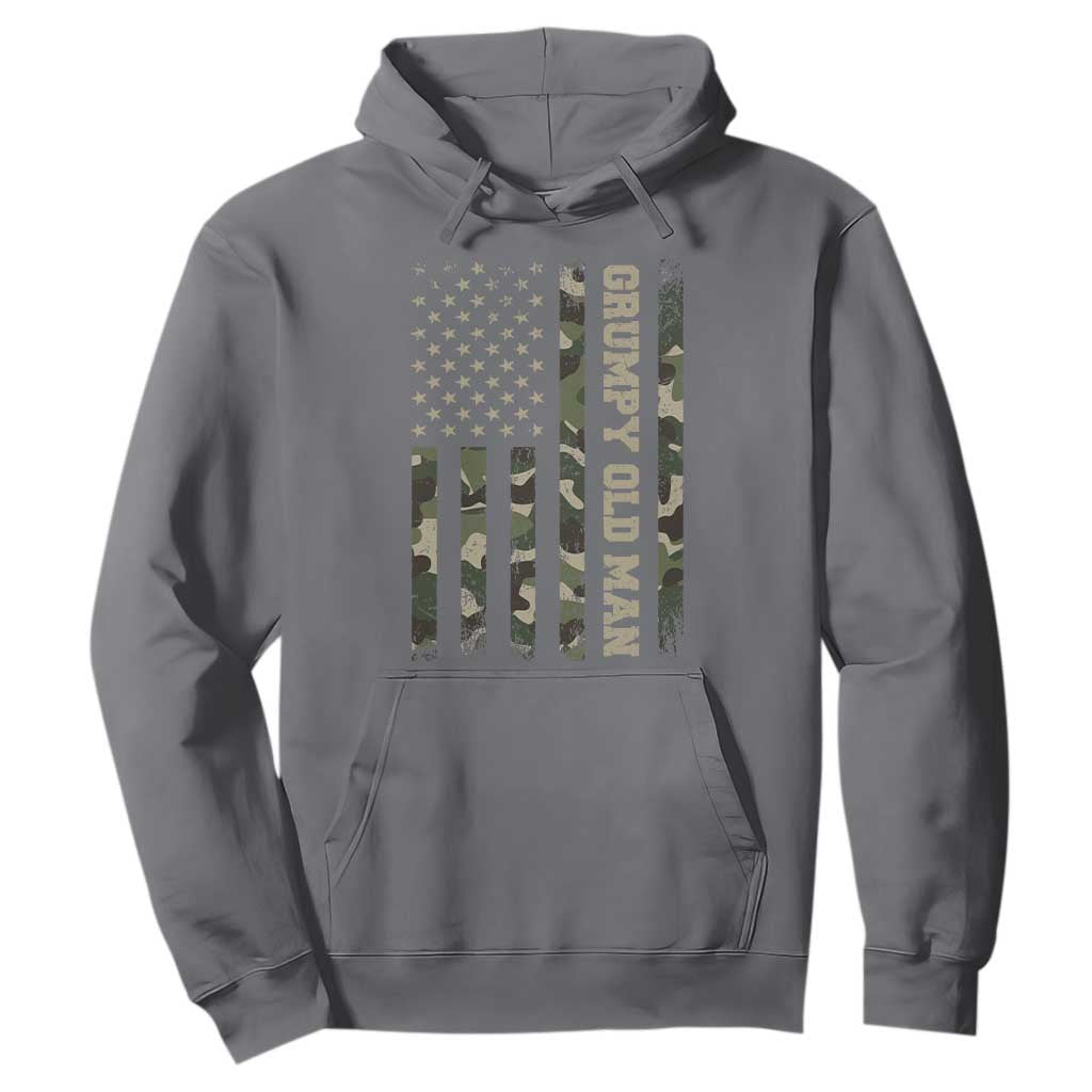 Funny Grumpy Old Man Hoodie Vintage Camo American Flag Fathers Day TS11 Charcoal Print Your Wear