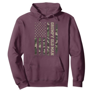 Funny Grumpy Old Man Hoodie Vintage Camo American Flag Fathers Day TS11 Maroon Print Your Wear