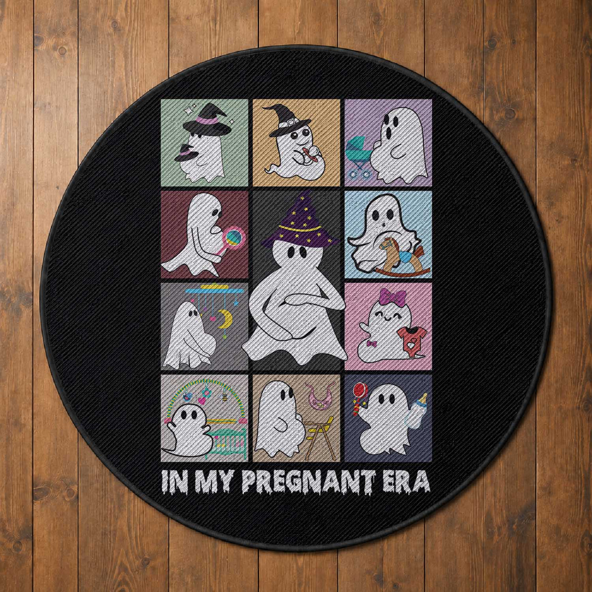 Halloween Pregnancy Reveal Round Rug In My Pregnant Era Maternity Ghost