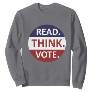 Read Think Vote Sweatshirt Presidential Election 2024 Vintage USA Flag TS11 Charcoal Print Your Wear