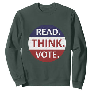 Read Think Vote Sweatshirt Presidential Election 2024 Vintage USA Flag TS11 Dark Forest Green Print Your Wear