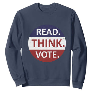 Read Think Vote Sweatshirt Presidential Election 2024 Vintage USA Flag TS11 Navy Print Your Wear