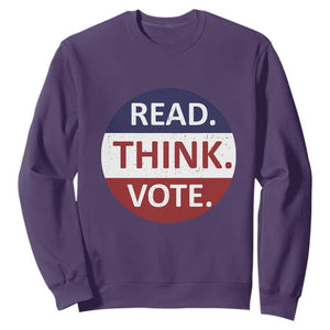 Read Think Vote Sweatshirt Presidential Election 2024 Vintage USA Flag TS11 Purple Print Your Wear