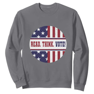 Read Think Vote Sweatshirt Presidential Election 2024 Vintage American Flag TS11 Charcoal Print Your Wear