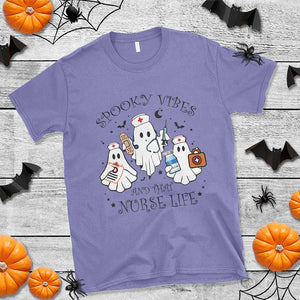 Halloween Nurse T Shirt Spooky Vibes And That Nurse Life Ghost TS11 Violet Print Your Wear