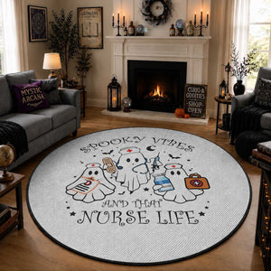 Halloween Nurse Round Rug Spooky Vibes And That Nurse Life Ghost