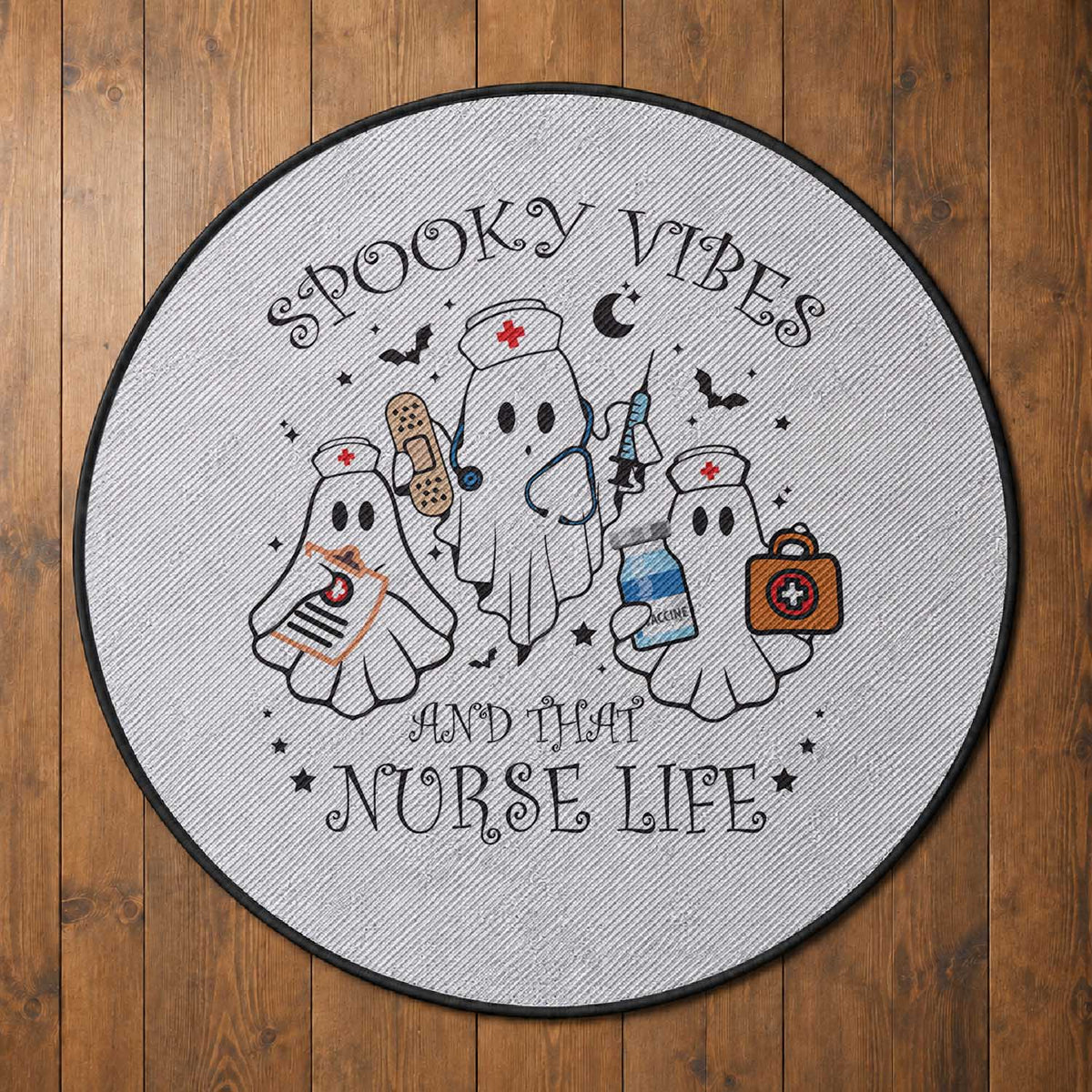 Halloween Nurse Round Rug Spooky Vibes And That Nurse Life Ghost