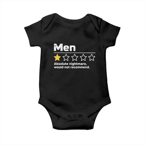 Men 1 Star Absolute Nightmare Would Not Recommend Baby Onesie Funny Bold Text