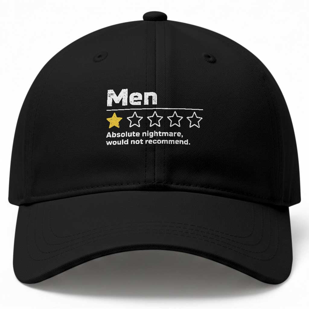 Men 1 Star Absolute Nightmare Would Not Recommend Baseball Cap Funny Bold Text