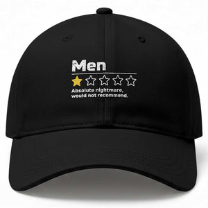 Men 1 Star Absolute Nightmare Would Not Recommend Baseball Cap Funny Bold Text