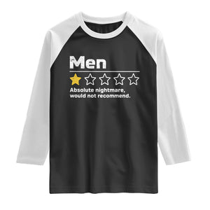 Men 1 Star Absolute Nightmare Would Not Recommend Raglan Shirt Funny Bold Text