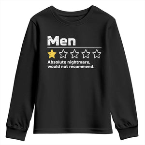Men 1 Star Absolute Nightmare Would Not Recommend Youth Sweatshirt Funny Bold Text