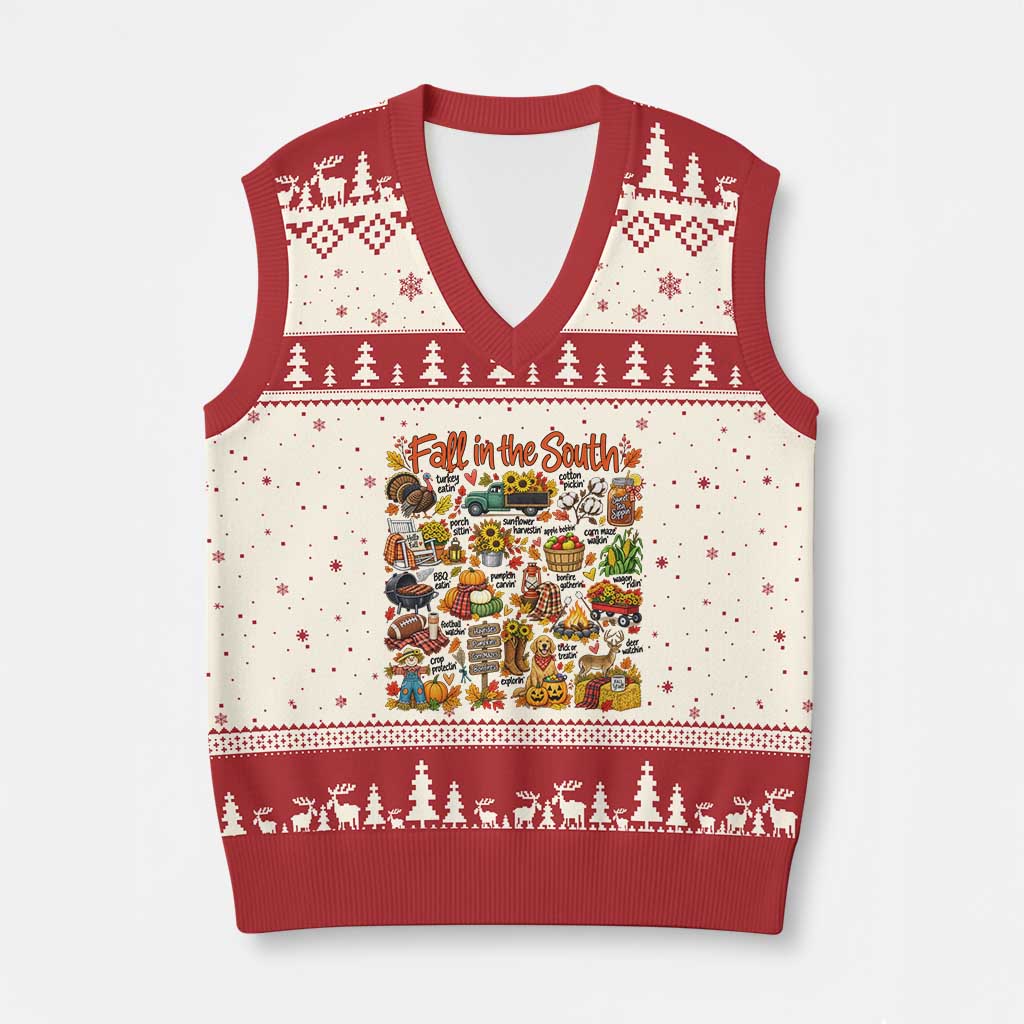 Fall In The South V-Neck Knit Sweater Vest Southern Autumn Harvest Activities