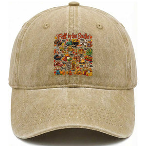 Fall In The South Washed Cotton Baseball Cap Southern Autumn Harvest Activities
