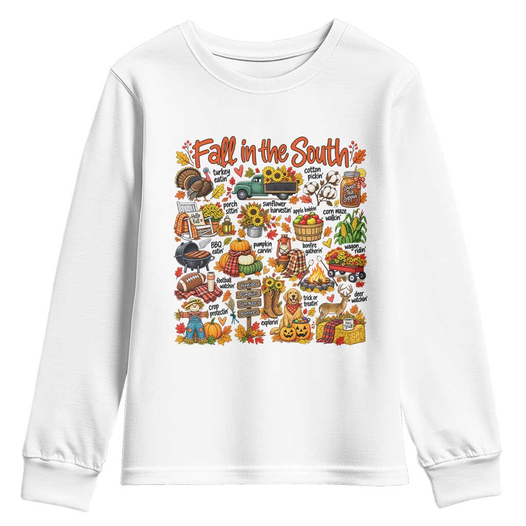 Fall In The South Youth Sweatshirt Southern Autumn Harvest Activities