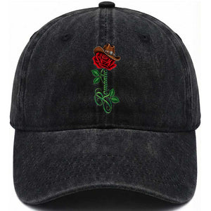 Romantic Classic 70s 80s Red Rose R&B Music Lover Washed Cotton Baseball Cap