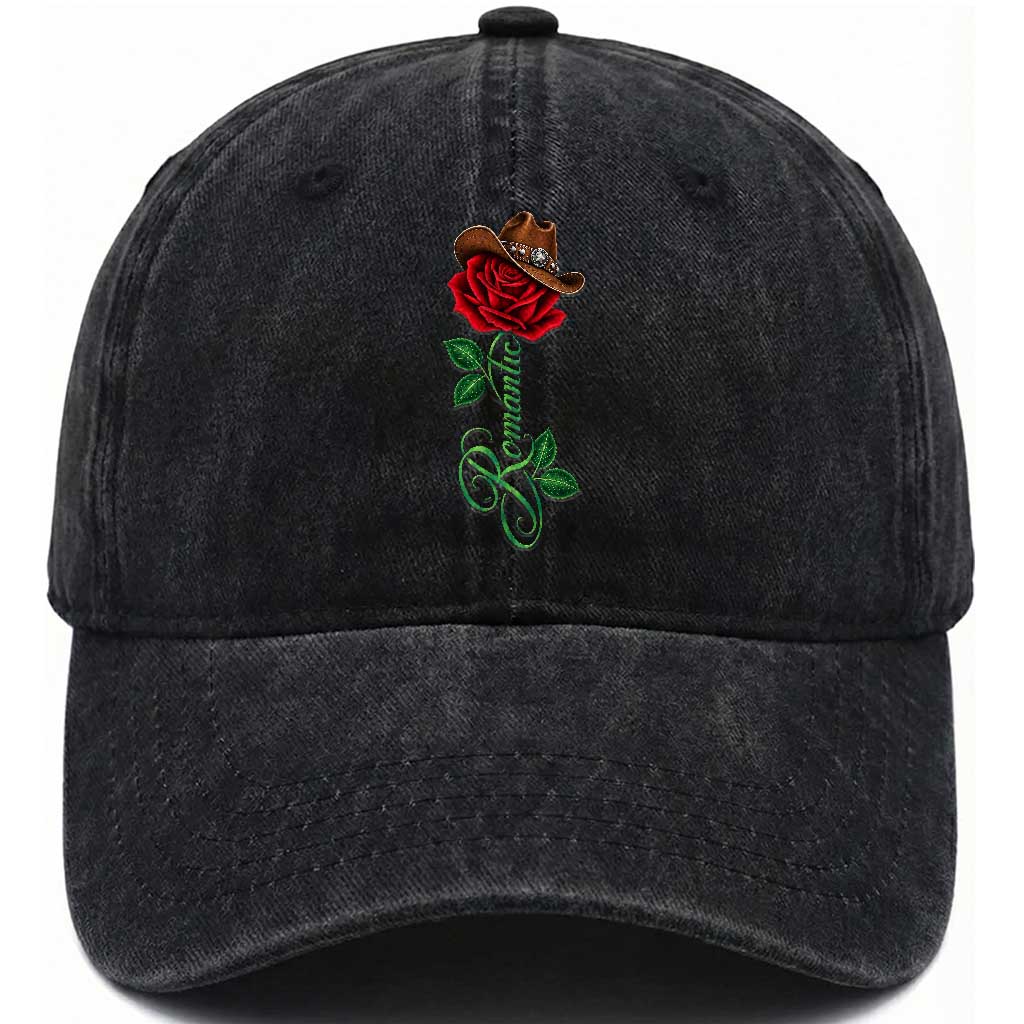 Romantic Classic 70s 80s Red Rose R&B Music Lover Washed Cotton Baseball Cap