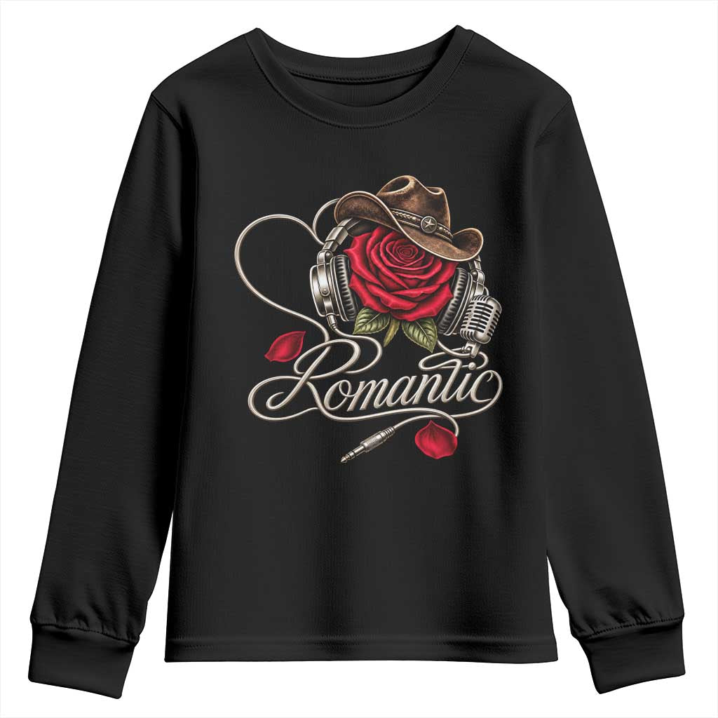 Retro Romantic Vintage Classic 70s 80s Youth Sweatshirt Headphones Musical Red Rose