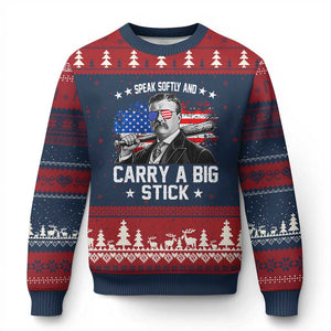 Historical Theodore Quotes Ugly Christmas Sweater Speak Softly And Carry A Big Stick US Flag