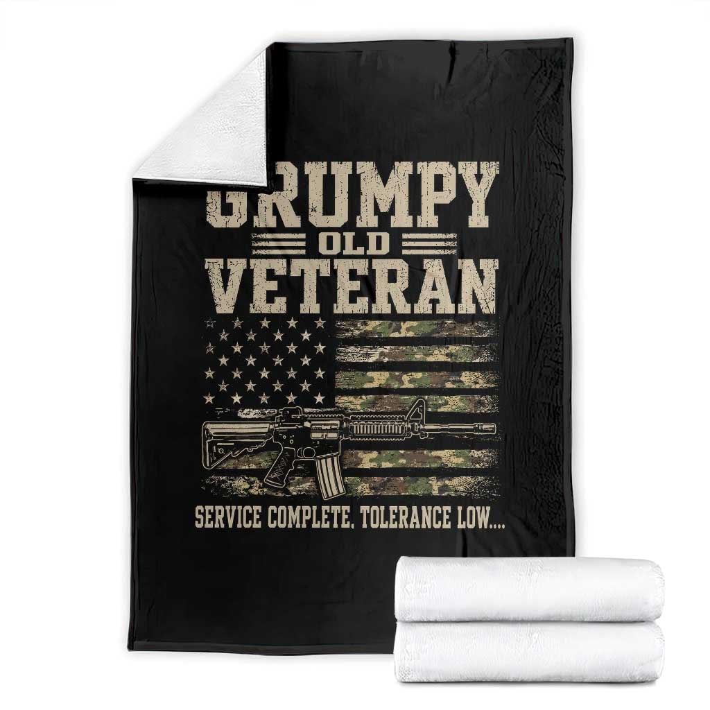 Grumpy Old Veteran Throw Blanket Service Complete Tolerance Low Military Old Vet