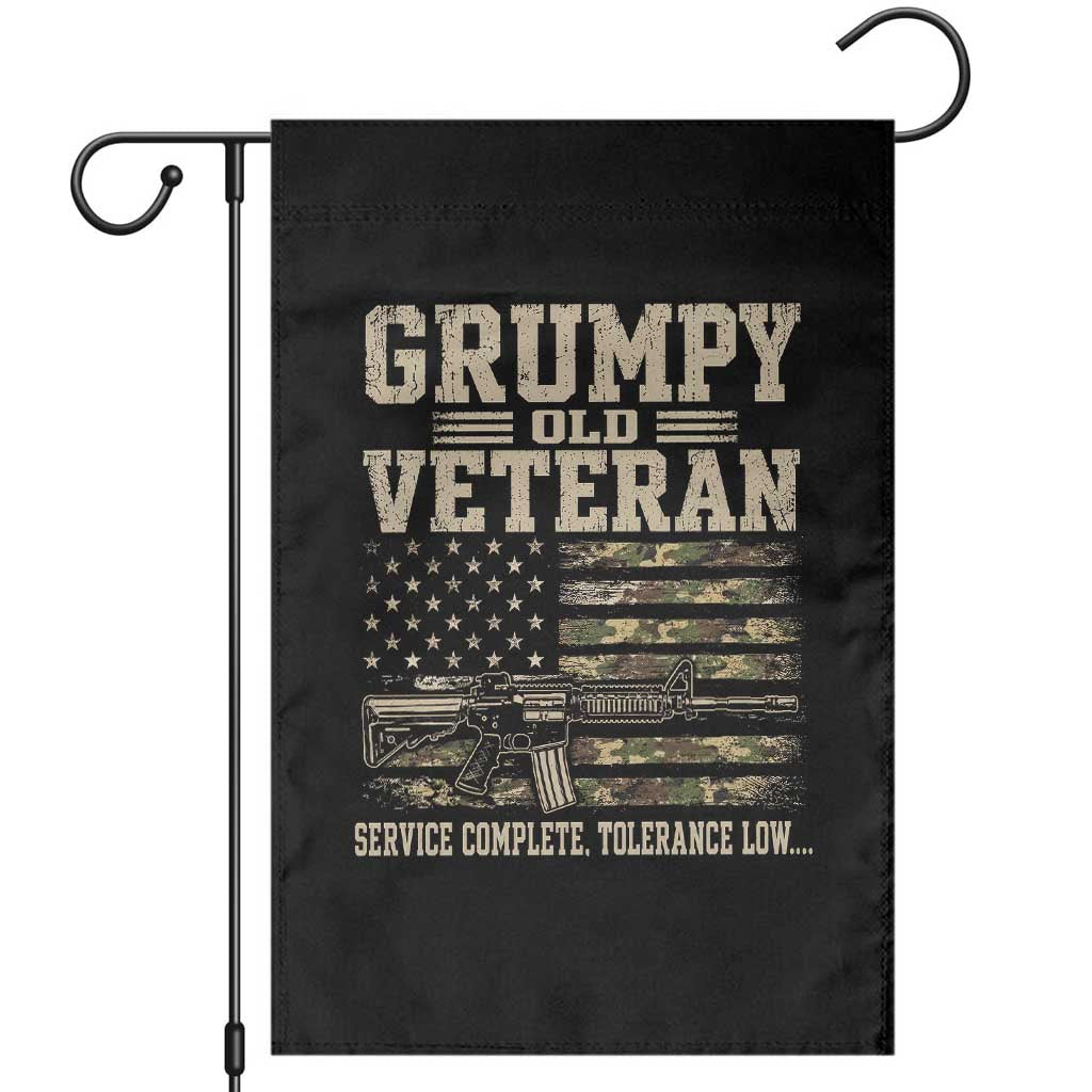 Grumpy Old Veteran Garden Flag Service Complete Tolerance Low Military Old Vet