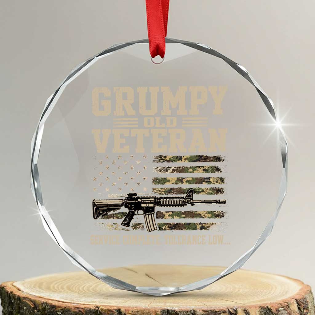 Grumpy Old Veteran Crystal Glass Ornament Service Complete Tolerance Low Military Old Vet