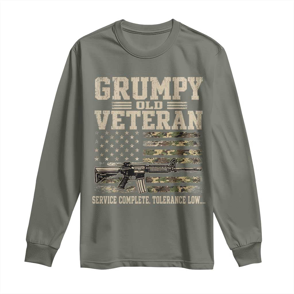 Grumpy Old Veteran Long Sleeve Shirt Service Complete Tolerance Low Military Old Vet