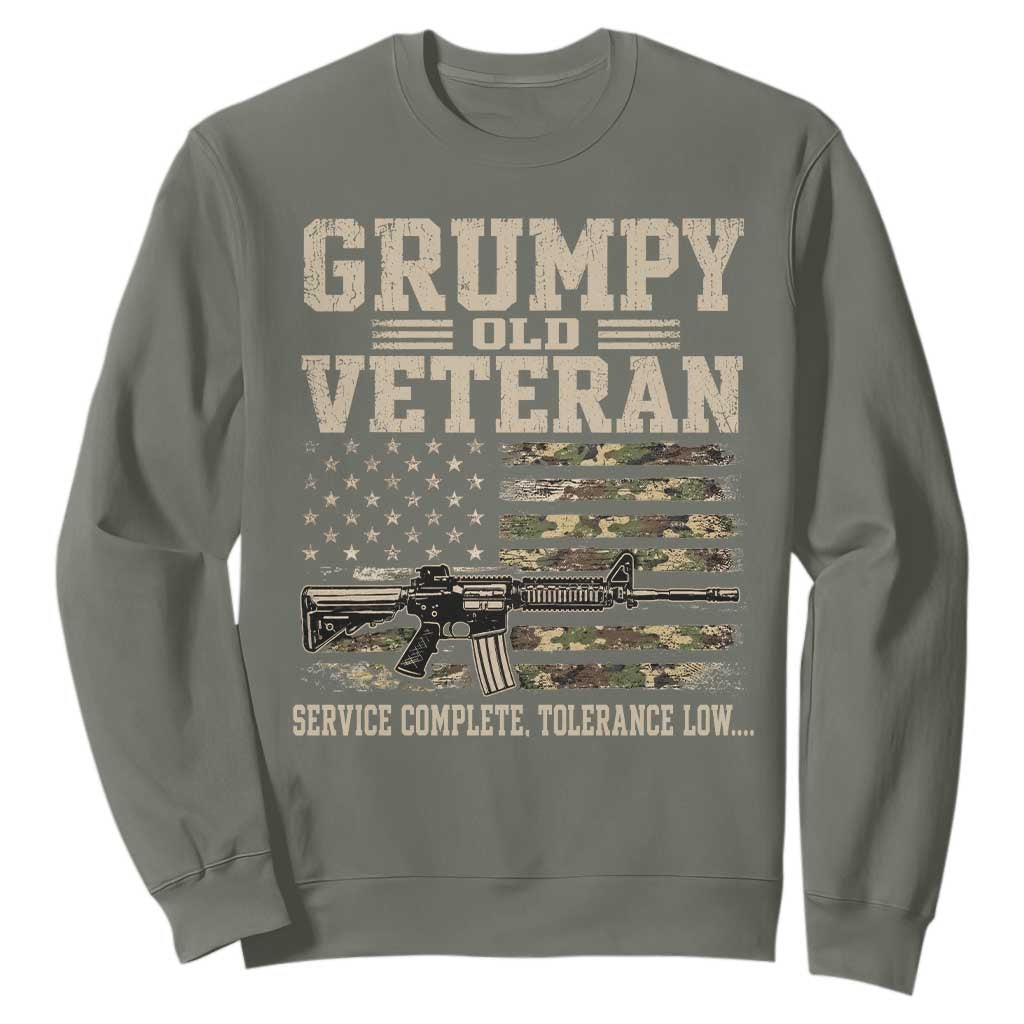 Grumpy Old Veteran Sweatshirt Service Complete Tolerance Low Military Old Vet