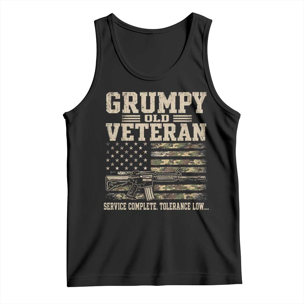 Grumpy Old Veteran Tank Top Service Complete Tolerance Low Military Old Vet