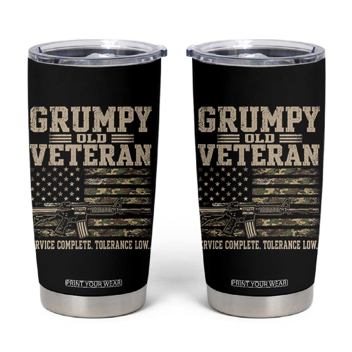 Grumpy Old Veteran Tumbler Cup Service Complete Tolerance Low Military Old Vet