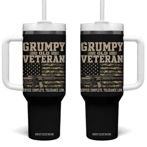 Grumpy Old Veteran Tumbler With Handle Service Complete Tolerance Low Military Old Vet