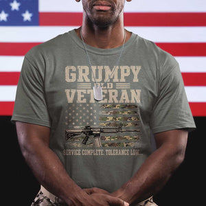 Grumpy Old Veteran T Shirt Service Complete Tolerance Low Military Old Vet