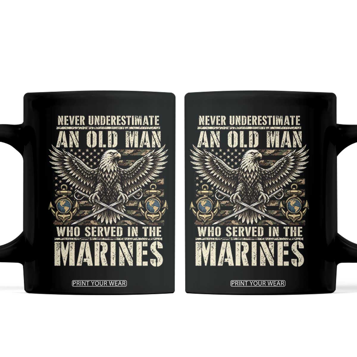 Never Underestimate An Old Man Who Served In The Marines Veteran Military Coffee Mug