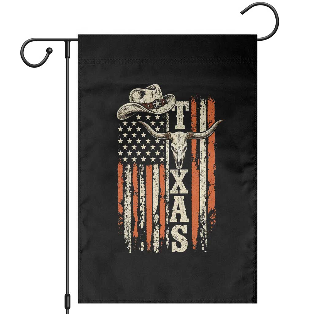 Texas Western Garden Flag Distressed American Flag Longhorn Skull