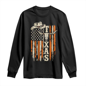Texas Western Long Sleeve Shirt Distressed American Flag Longhorn Skull