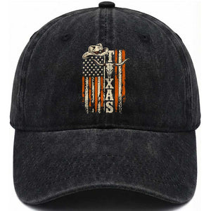 Texas Western Washed Cotton Baseball Cap Distressed American Flag Longhorn Skull