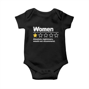 Women 1 Star Absolute Nightmare Would Not Recommend Baby Onesie Funny Bold Text