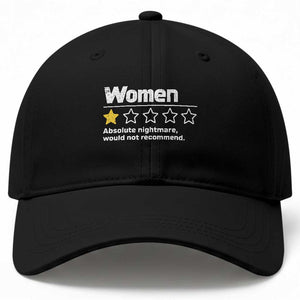 Women 1 Star Absolute Nightmare Would Not Recommend Baseball Cap Funny Bold Text