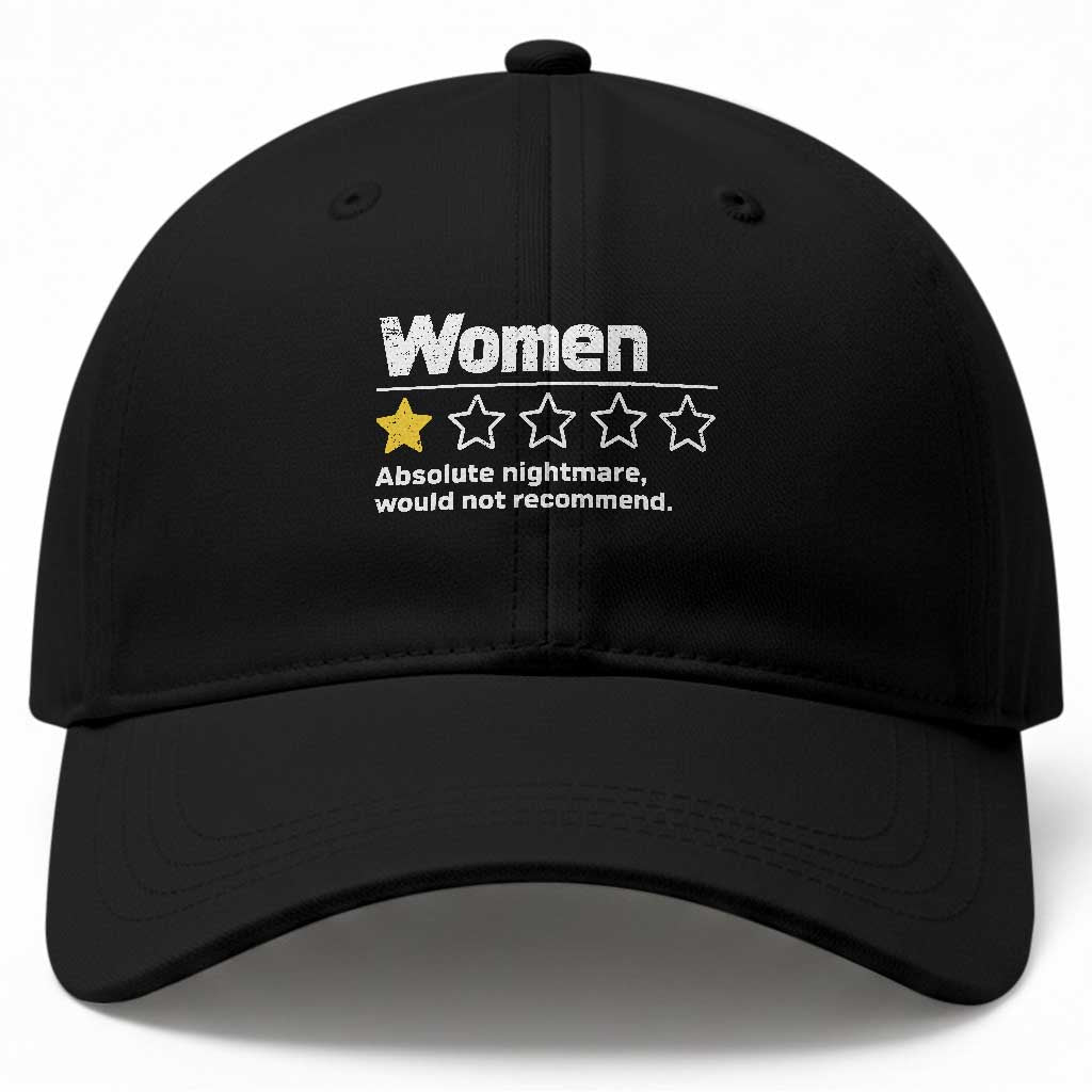 Women 1 Star Absolute Nightmare Would Not Recommend Baseball Cap Funny Bold Text