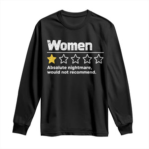 Women 1 Star Absolute Nightmare Would Not Recommend Long Sleeve Shirt Funny Bold Text