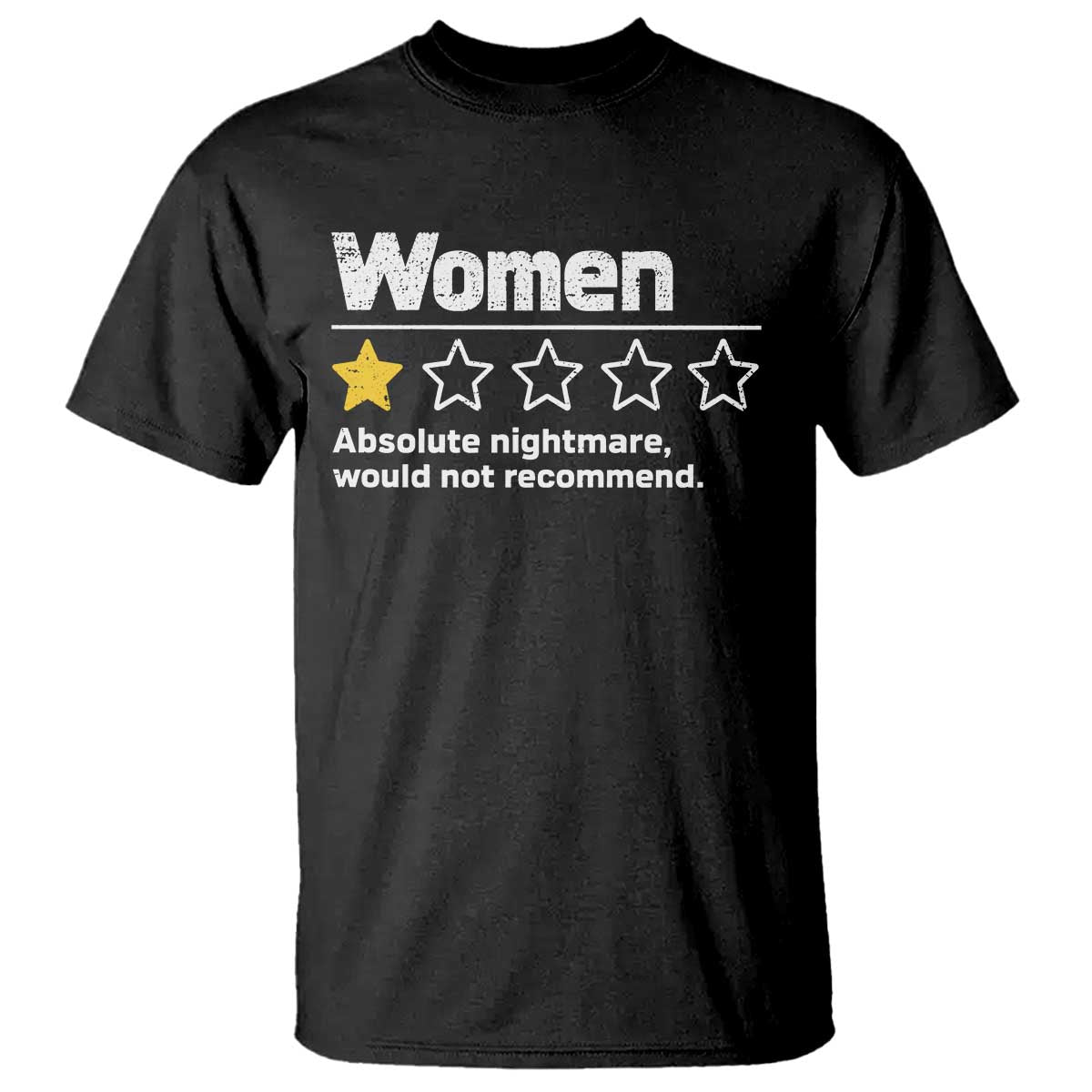 Women 1 Star Absolute Nightmare Would Not Recommend T Shirt Funny Bold Text