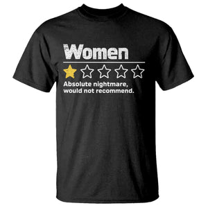 Women 1 Star Absolute Nightmare Would Not Recommend T Shirt Funny Bold Text