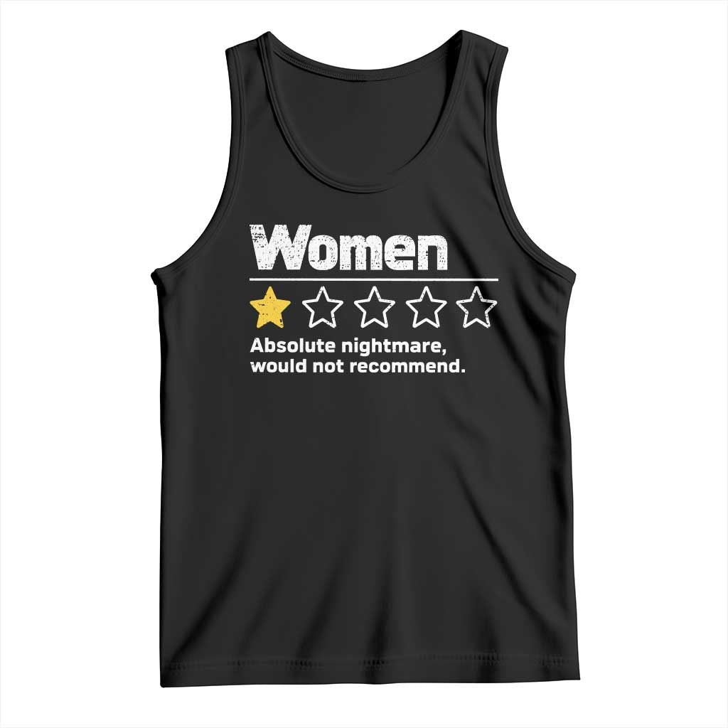 Women 1 Star Absolute Nightmare Would Not Recommend Tank Top Funny Bold Text