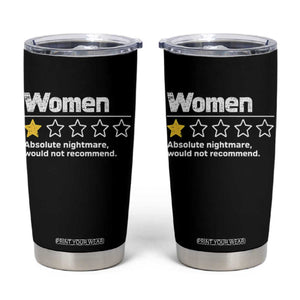 Women 1 Star Absolute Nightmare Would Not Recommend Tumbler Cup Funny Bold Text