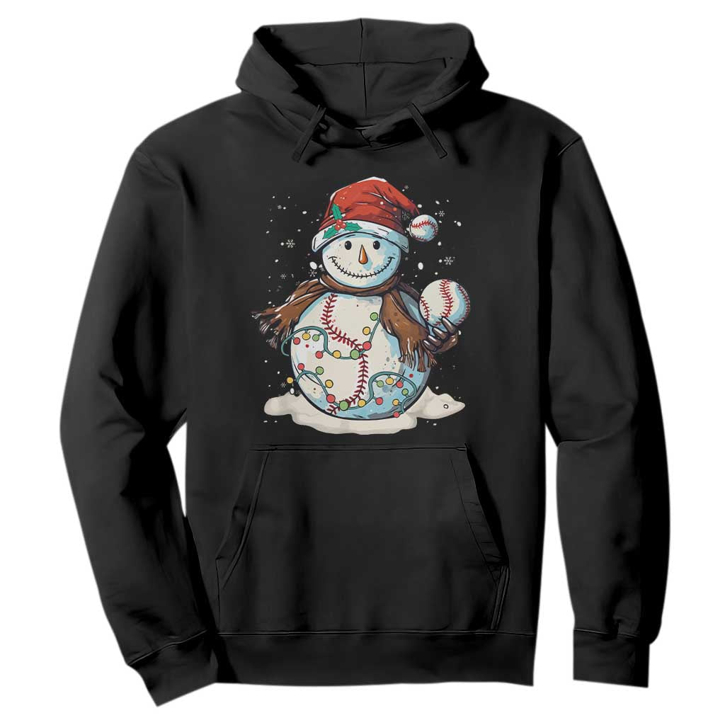 Funny Christmas Baseball Hoodie Cute Snowman Baseball Players Santa Hat TS11 Black Print Your Wear