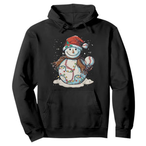 Funny Christmas Baseball Hoodie Cute Snowman Baseball Players Santa Hat TS11 Black Print Your Wear