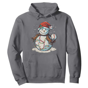 Funny Christmas Baseball Hoodie Cute Snowman Baseball Players Santa Hat TS11 Charcoal Print Your Wear