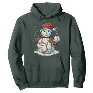 Funny Christmas Baseball Hoodie Cute Snowman Baseball Players Santa Hat TS11 Dark Forest Green Print Your Wear