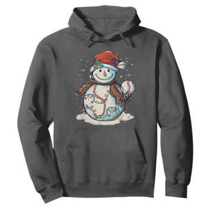 Funny Christmas Baseball Hoodie Cute Snowman Baseball Players Santa Hat TS11 Dark Heather Print Your Wear